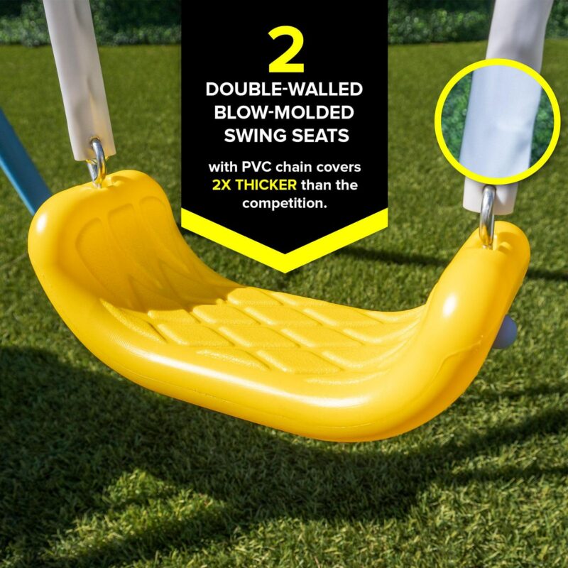 Sportspower Comet Metal Swing Set with LED Light up Saucer Swing, 2 Swings, and Lifetime Warranty on Blow Molded Slide - Image 7