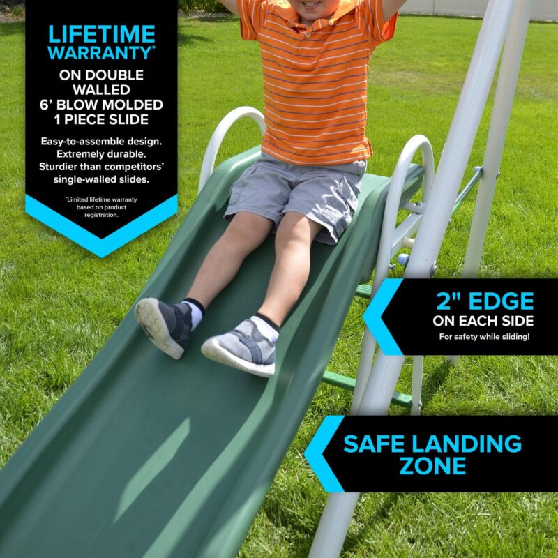 Sportspower Live Oak Metal Swing Set with 6' Heavy Duty Double Wall Slide with Lifetime Warranty - Image 2