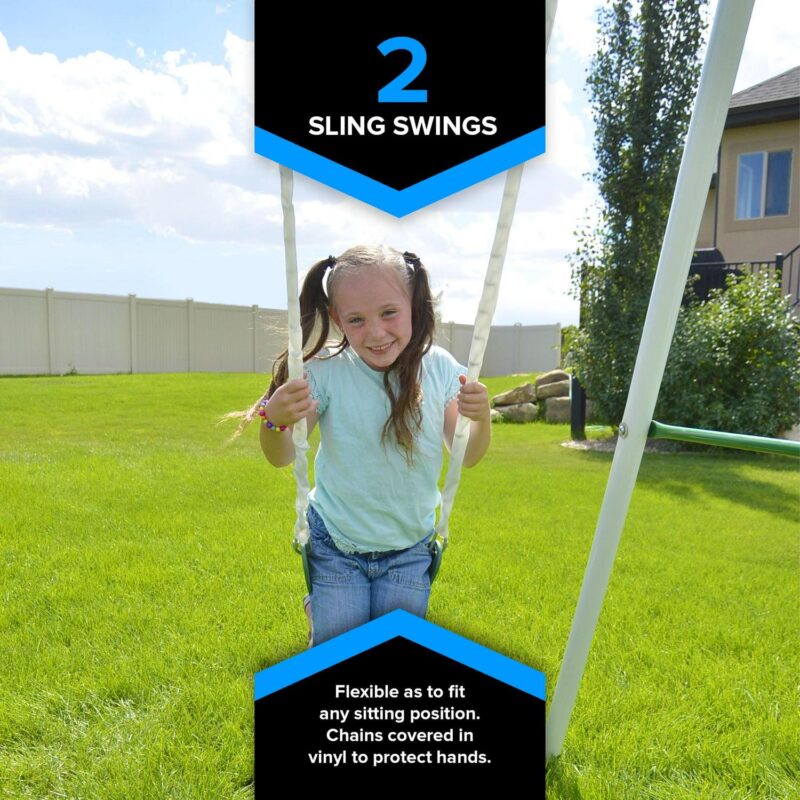 Sportspower Live Oak Metal Swing Set with 6' Heavy Duty Double Wall Slide with Lifetime Warranty - Image 3