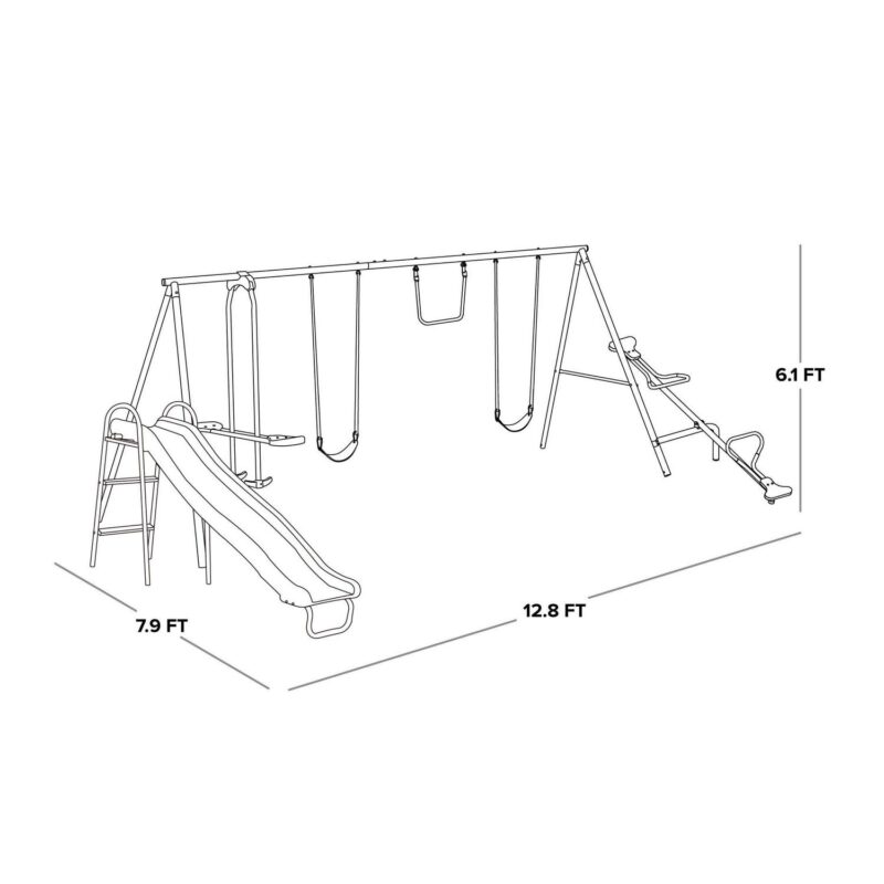 Sportspower Live Oak Metal Swing Set with 6' Heavy Duty Double Wall Slide with Lifetime Warranty - Image 7