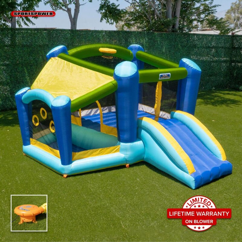 Sportspower My First Jump 'n Slide Bounce House with Ball Pit and with Lifetime Warranty on Heavy Duty Blower