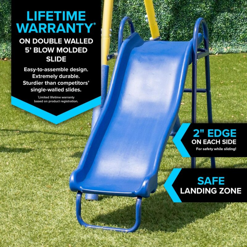 Sportspower Super Saucer II Metal Swing Set with Lifetime Warranty on Blow Molded Slide - Image 3