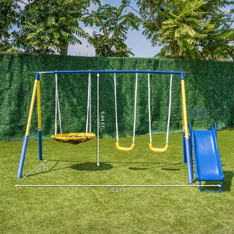 Sportspower Super Saucer II Metal Swing Set with Lifetime Warranty on Blow Molded Slide - Image 6