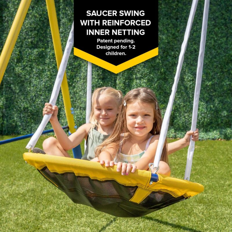 Sportspower Super Saucer II Metal Swing Set with Lifetime Warranty on Blow Molded Slide - Image 4