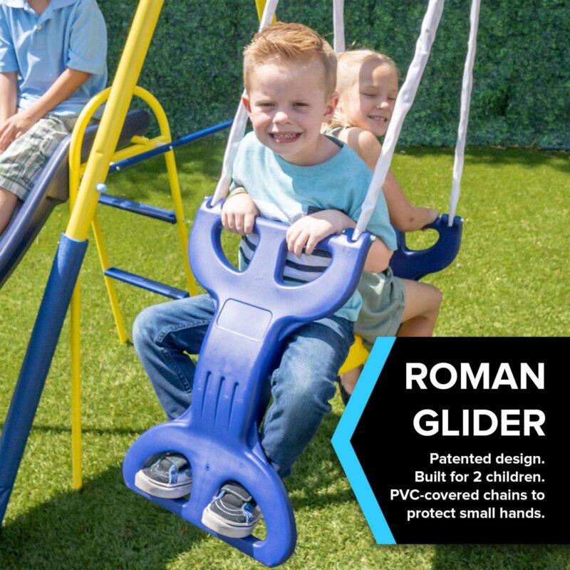 Sportspower Super Star Metal Swing Set with Saucer Swing, Glider Swing, Lifetime Warranty on Blow Molded Slide, and Bonus Anchor Kit - Image 5