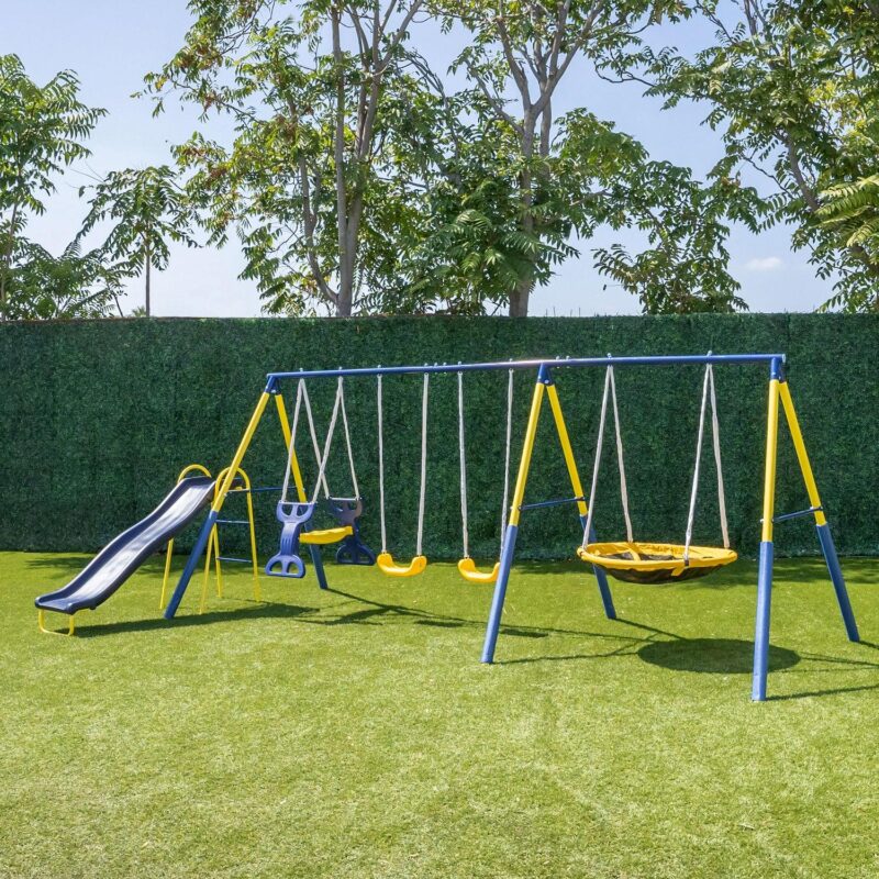 Sportspower Super Star Metal Swing Set with Saucer Swing, Glider Swing, Lifetime Warranty on Blow Molded Slide, and Bonus Anchor Kit - Image 9