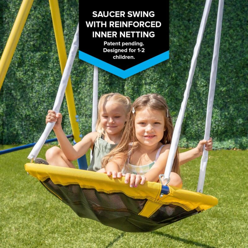 Sportspower Super Star Metal Swing Set with Saucer Swing, Glider Swing, Lifetime Warranty on Blow Molded Slide, and Bonus Anchor Kit - Image 4