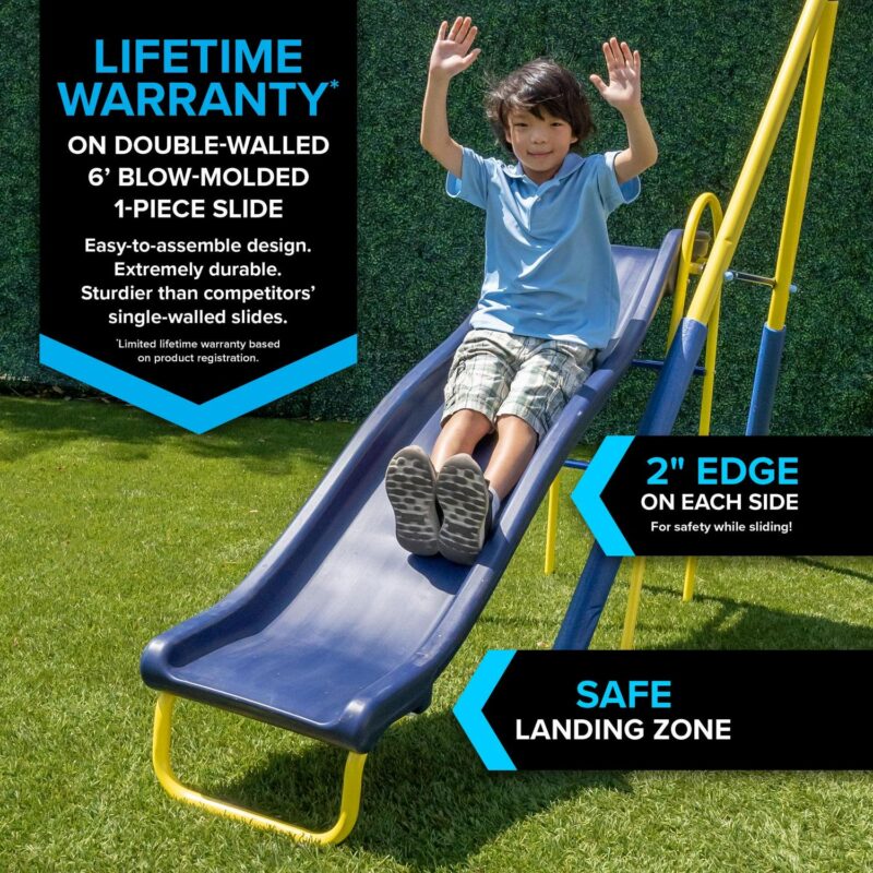 Sportspower Super Star Metal Swing Set with Saucer Swing, Glider Swing, Lifetime Warranty on Blow Molded Slide, and Bonus Anchor Kit - Image 3