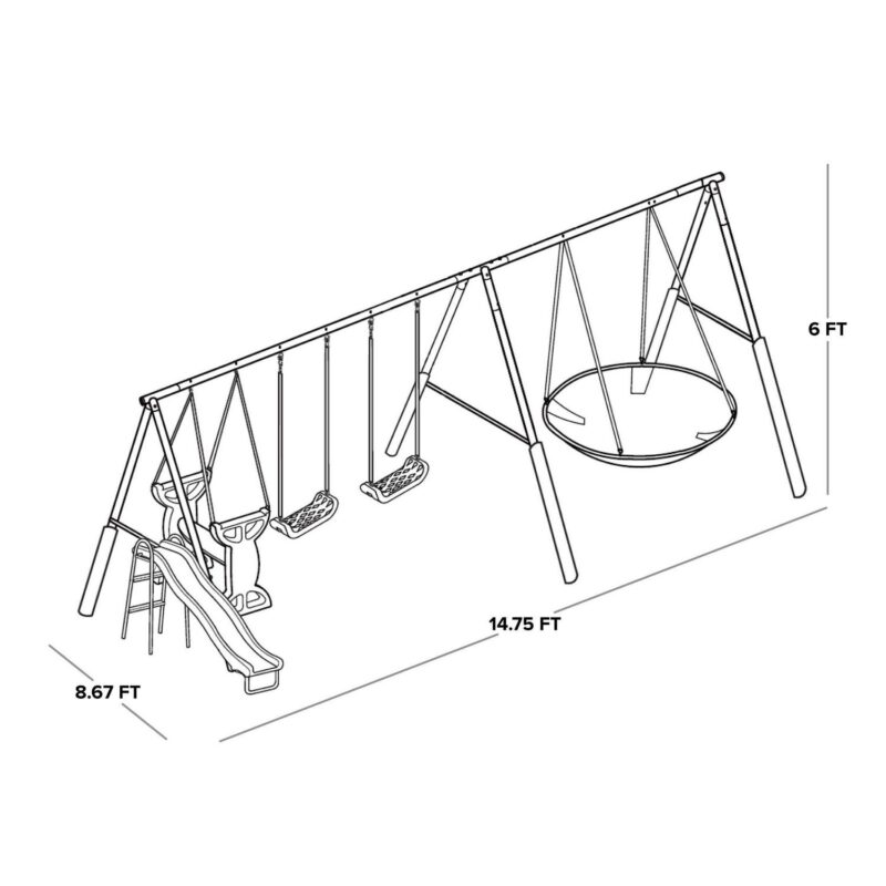 Sportspower Super Star Metal Swing Set with Saucer Swing, Glider Swing, Lifetime Warranty on Blow Molded Slide, and Bonus Anchor Kit - Image 7