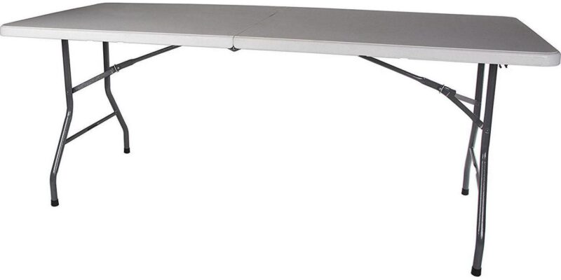 Stansport Folding Camp Table with Adjustable Legs White 48  x 24  x 29  HDPE - Image 2