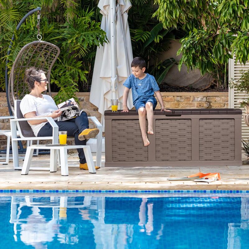 Starplast 153 Gallon Plastic Deck Box, Mocha Brown - Image 12