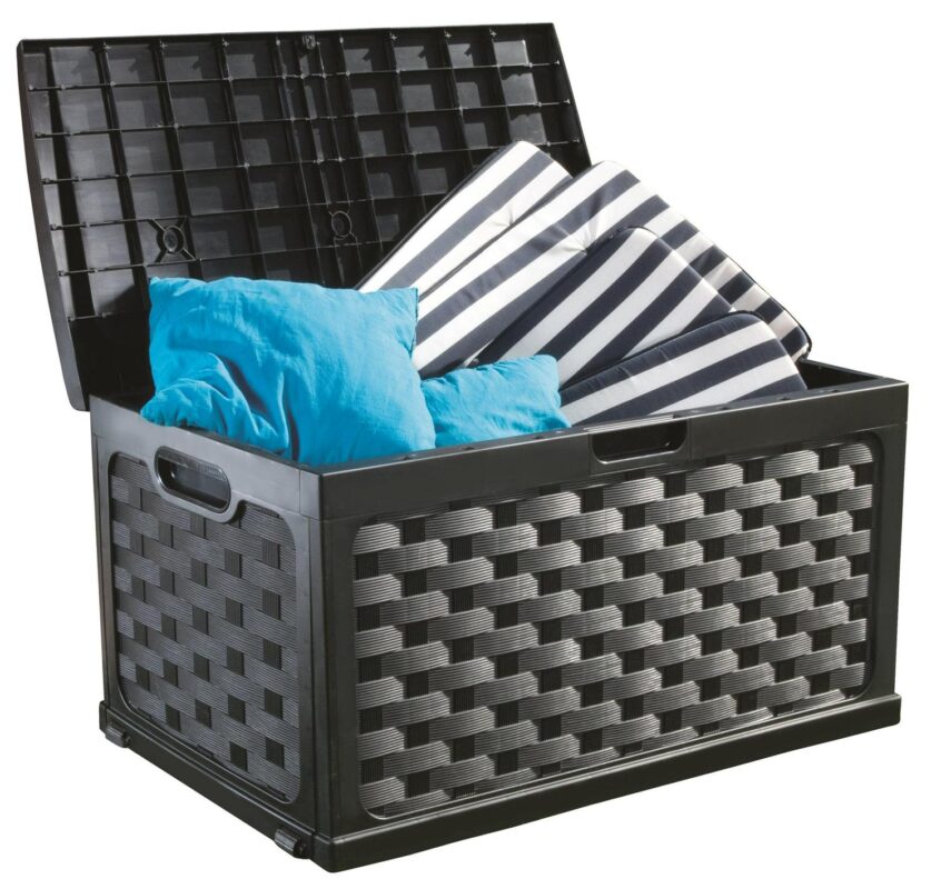 Starplast 88 Gallon Rattan Deck Box, Black - Image 3