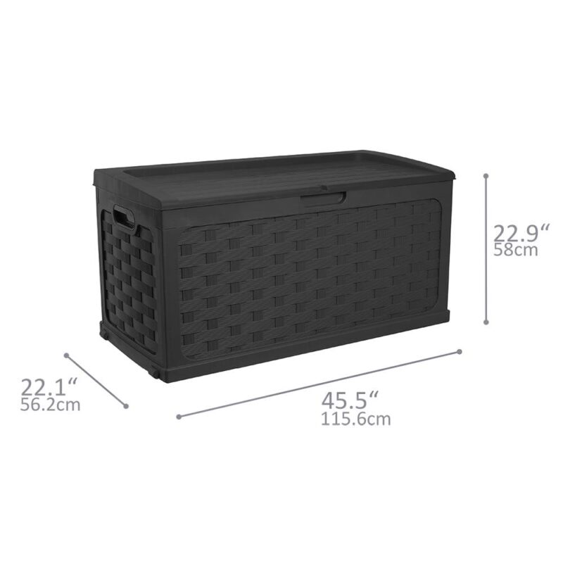 Starplast 88 Gallon Rattan Deck Box, Black - Image 4