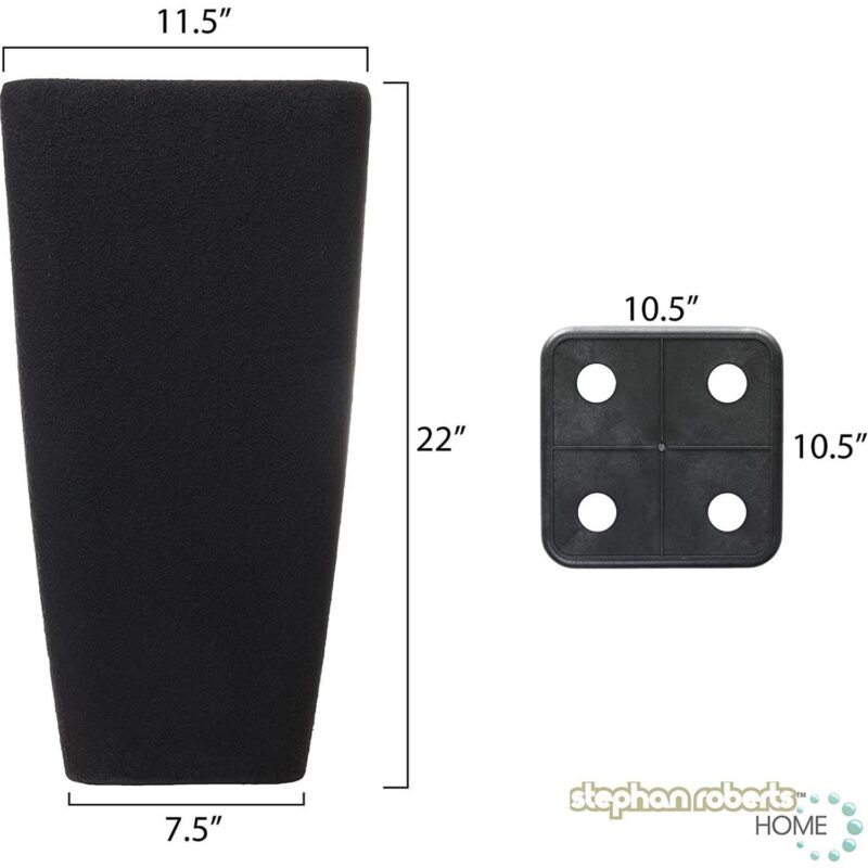 Stephan Roberts Tall Planters with Drainage Holes Planting Pots Set of 2 Black 22 in. - Image 3