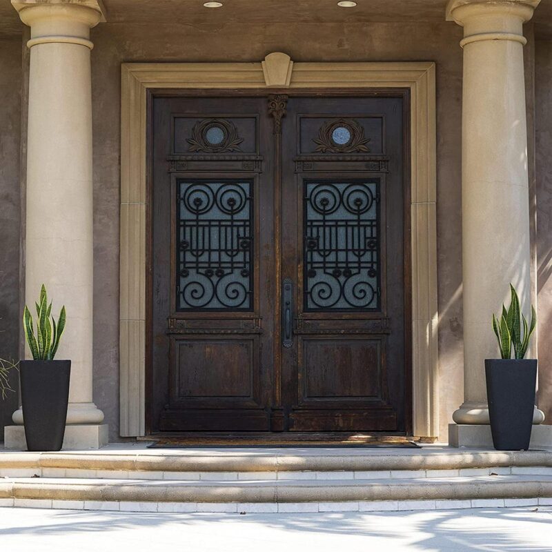 Stephan Roberts Tall Planters with Drainage Holes Planting Pots Set of 2 Black 22 in. - Image 8