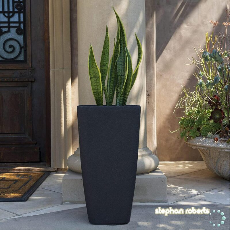 Stephan Roberts Tall Planters with Drainage Holes Planting Pots Set of 2 Black 22 in. - Image 9