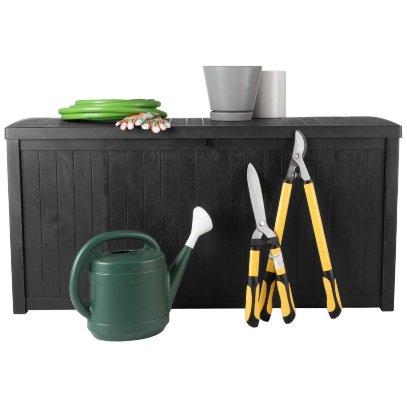 Storage Box - 113-Gallon Container for Patio Storage - Durable and Fade-Resistant Resin Deck Box - Outdoor Furniture by Pure Garden (Black) - Image 25