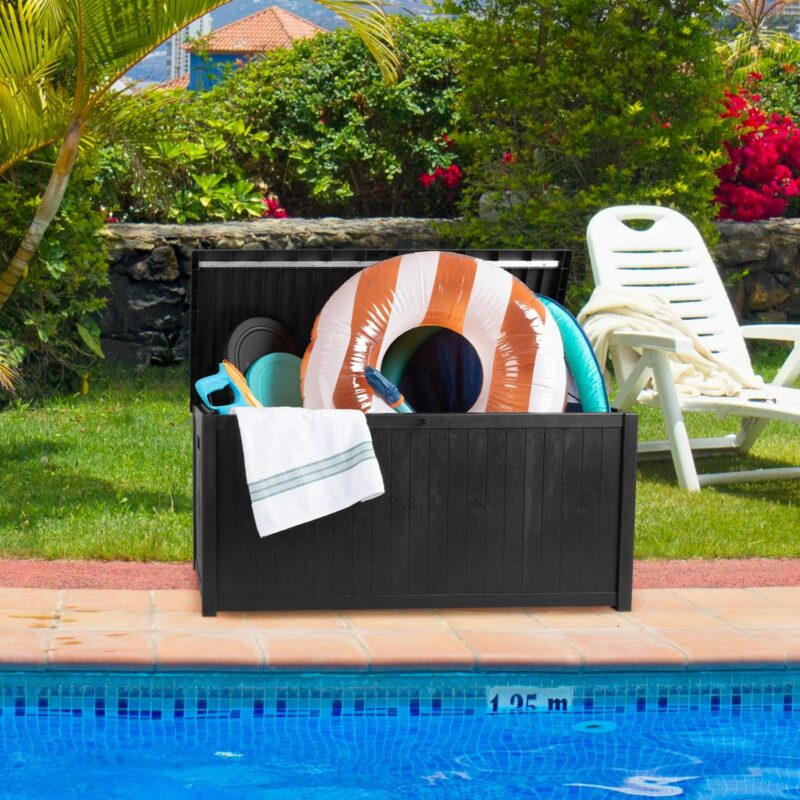 Storage Box - 113-Gallon Container for Patio Storage - Durable and Fade-Resistant Resin Deck Box - Outdoor Furniture by Pure Garden (Black) - Image 14