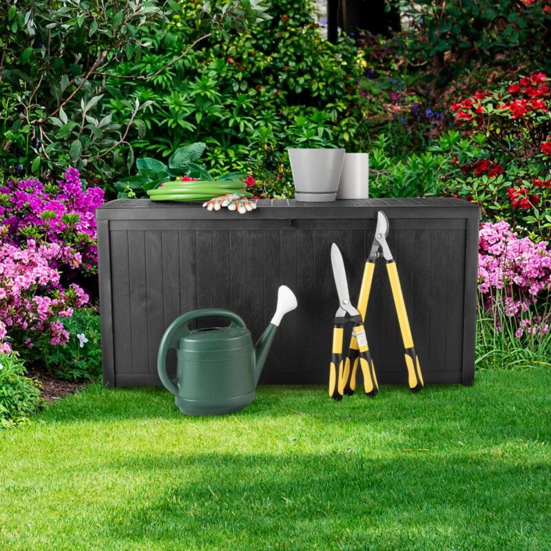 Storage Box - 113-Gallon Container for Patio Storage - Durable and Fade-Resistant Resin Deck Box - Outdoor Furniture by Pure Garden (Black) - Image 16