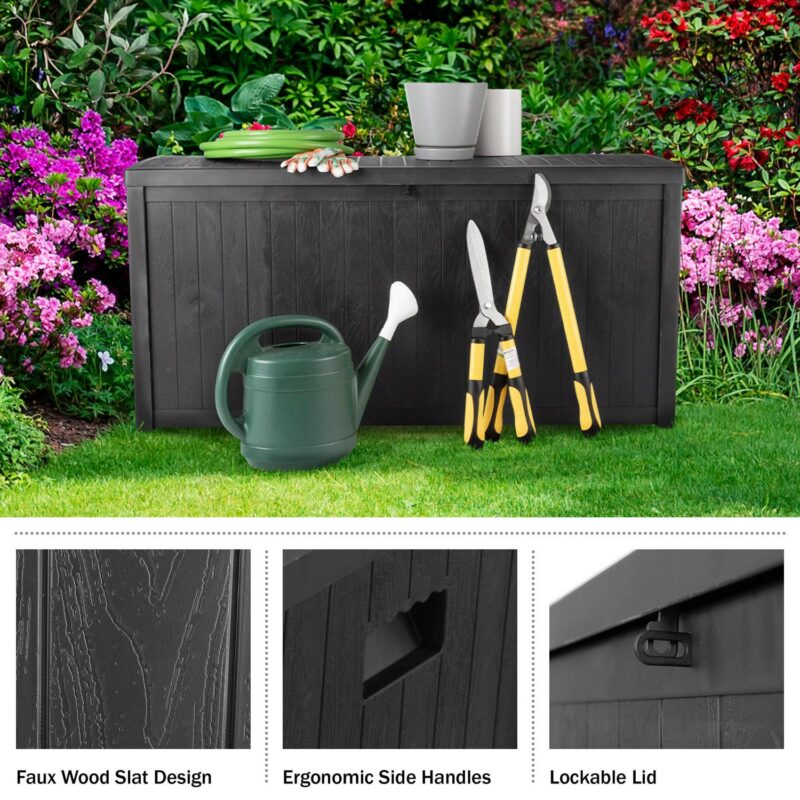 Storage Box - 113-Gallon Container for Patio Storage - Durable and Fade-Resistant Resin Deck Box - Outdoor Furniture by Pure Garden (Black) - Image 11