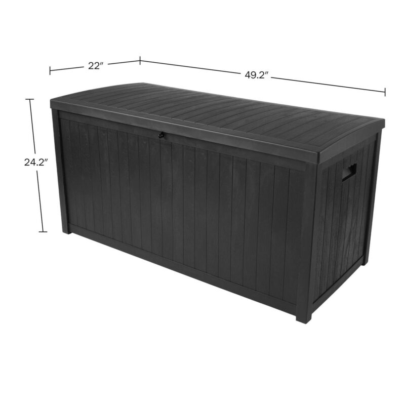 Storage Box - 113-Gallon Container for Patio Storage - Durable and Fade-Resistant Resin Deck Box - Outdoor Furniture by Pure Garden (Black) - Image 3