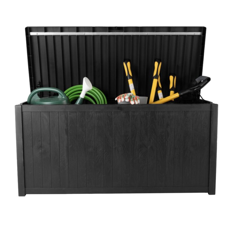 Storage Box - 113-Gallon Container for Patio Storage - Durable and Fade-Resistant Resin Deck Box - Outdoor Furniture by Pure Garden (Black) - Image 24