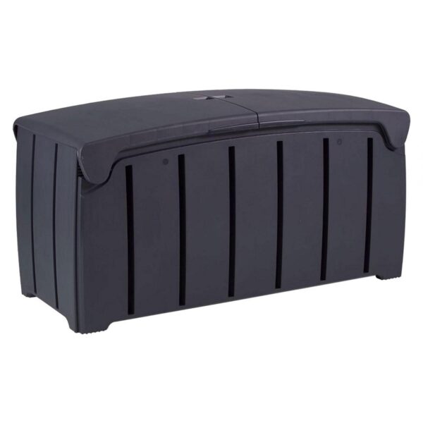 Strata Products Outdoor 85 Gal Patio Storage Deck Box w/Dual Door Lid,Black