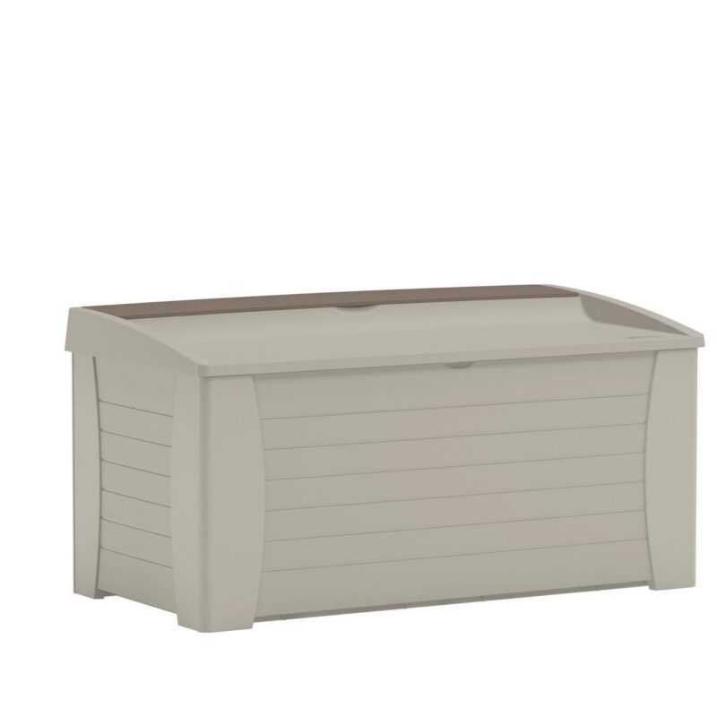 Suncast 127 Gal Outdoor Patio Storage Deck Box/Seat, Resin, Taupe, 54.5  D x 27  H x 28  W 35 lbs. - Image 6