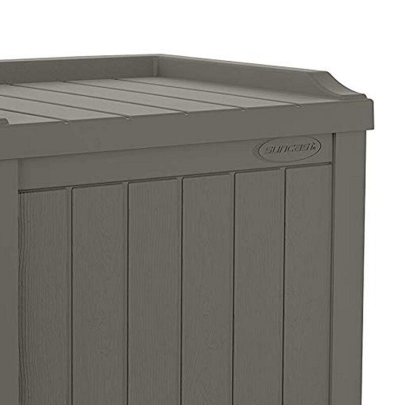 Suncast 22 Gal Outdoor Patio Small Deck Box w/ Storage Seat, Stone (4 Pack) - Image 7