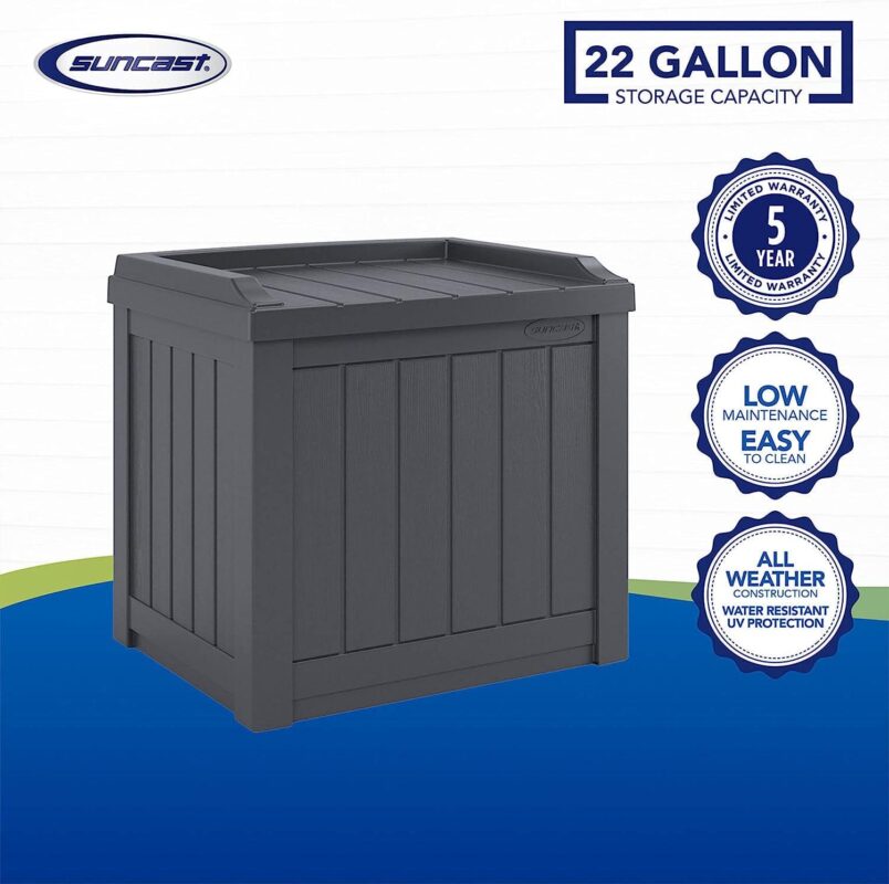 Suncast 22 Gal Outdoor Patio Small Deck Box with Storage Seat (4 Pack) - Image 5