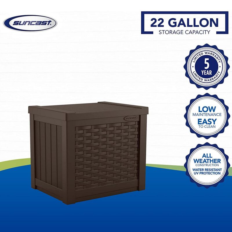 Suncast 22 Gal Outdoor Patio Small Deck Box w/ Storage Seat, Java (4 Pack) - Image 8