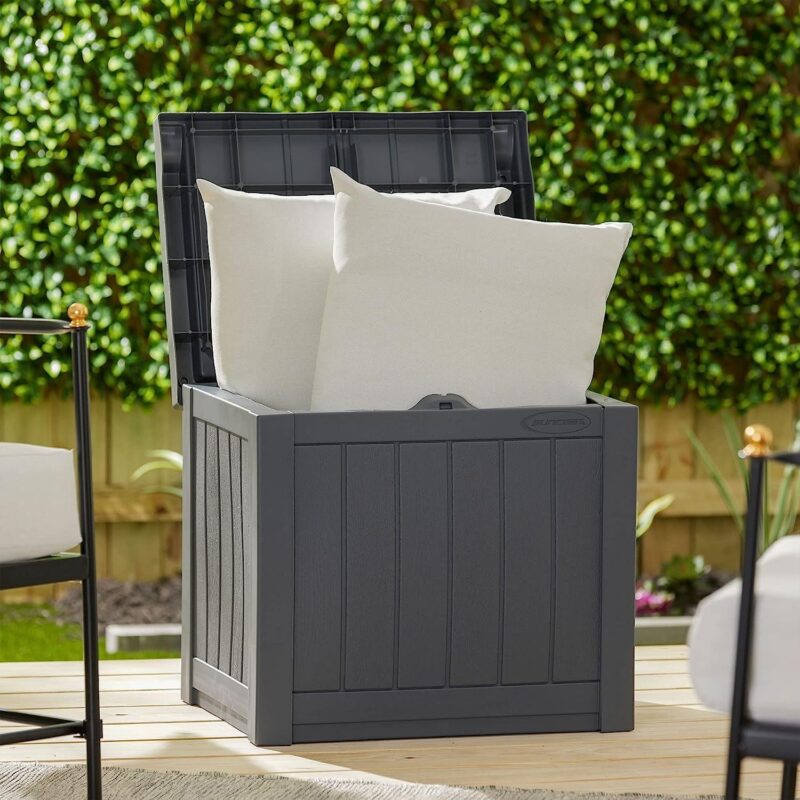 Suncast 22 Gal Outdoor Patio Small Deck Box with Storage Seat (4 Pack) - Image 9