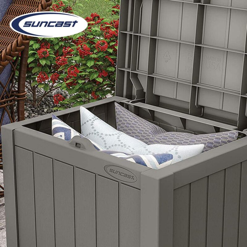 Suncast 22 Gal Outdoor Patio Small Deck Box w/ Storage Seat, Stone (4 Pack) - Image 5