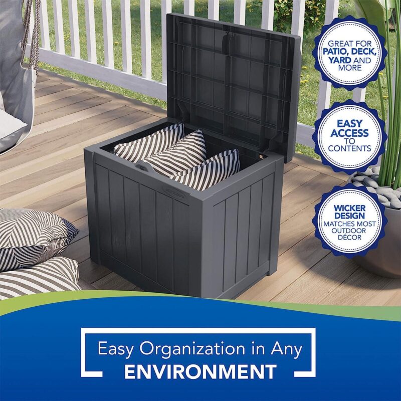 Suncast 22 Gal Outdoor Patio Small Deck Box with Storage Seat (4 Pack) - Image 4
