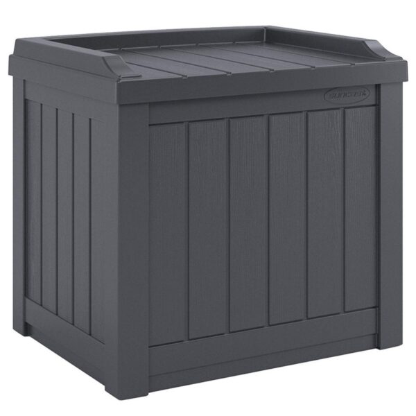 Suncast 22 Gal Outdoor Patio Small Deck Box with Storage Seat, Cyberspace