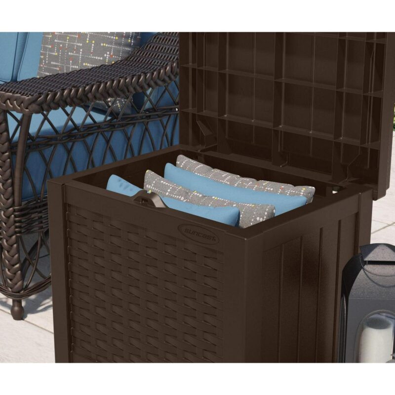 Suncast 22 Gal Outdoor Patio Small Deck Box w/ Storage Seat, Java (4 Pack) - Image 5