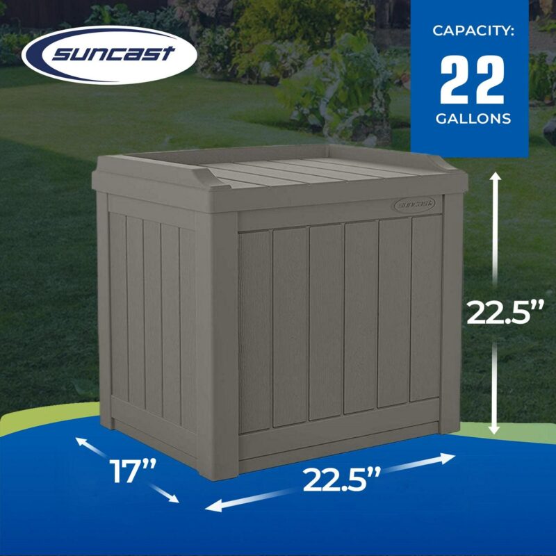 Suncast 22 Gal Outdoor Patio Small Deck Box w/ Storage Seat, Stone (4 Pack) - Image 3