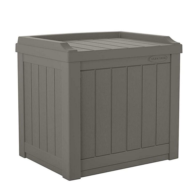 Suncast 22 Gal Outdoor Patio Small Deck Box w/ Storage Seat, Stone (4 Pack) - Image 6