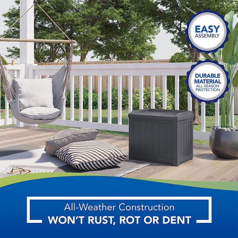 Suncast 22 Gal Outdoor Patio Small Deck Box with Storage Seat (4 Pack) - Image 3
