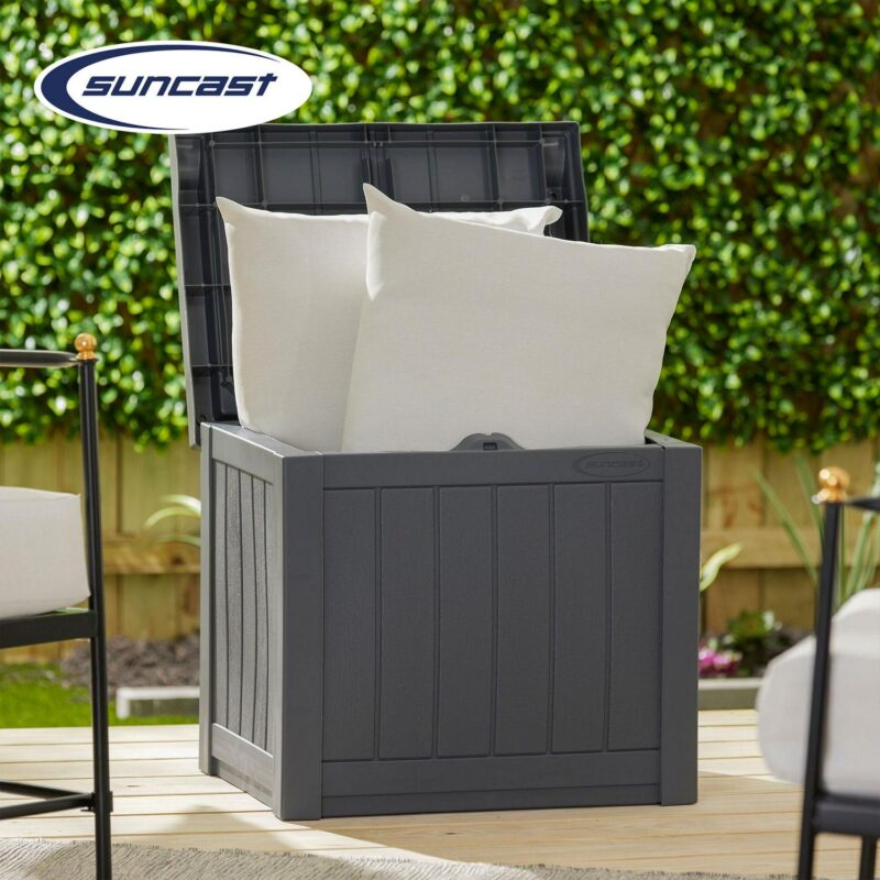 Suncast 22 Gallon Outdoor Deck Box and 30 Gallon Trash Waste Bin, Cyberspace - Image 5