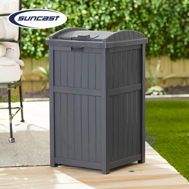 Suncast 22 Gallon Outdoor Deck Box and 30 Gallon Trash Waste Bin, Cyberspace - Image 6