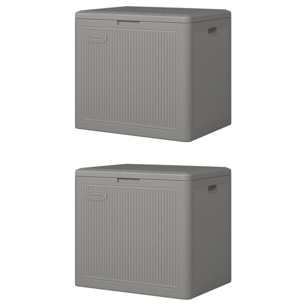 Suncast 22-Gallon Outdoor Small Patio Deck Storage Box, Stoney (2 Pack)