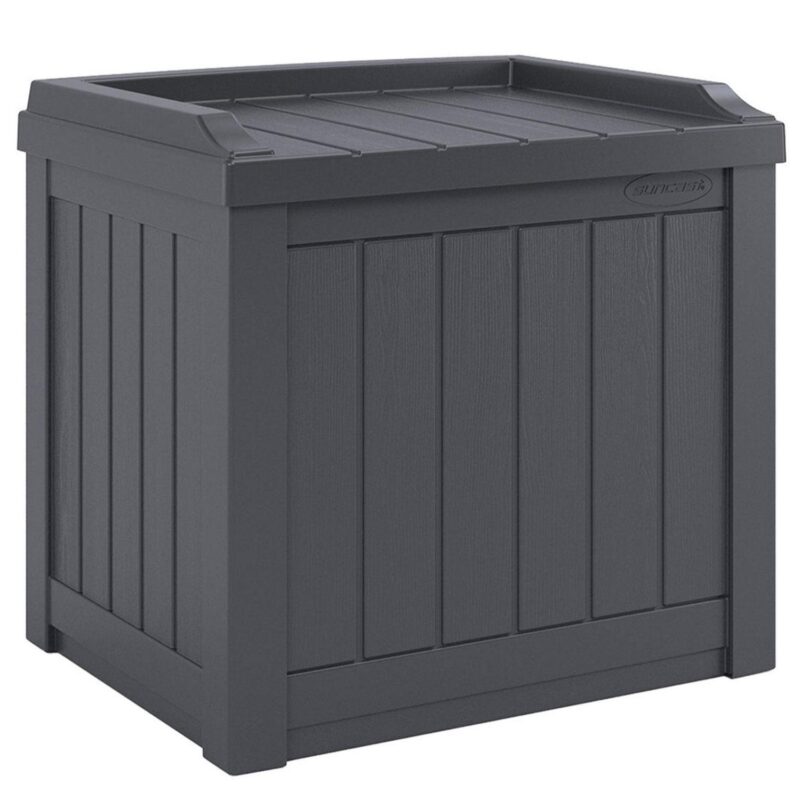 Suncast 22 Gallon Outdoor Deck Box and 30 Gallon Trash Waste Bin, Cyberspace - Image 7