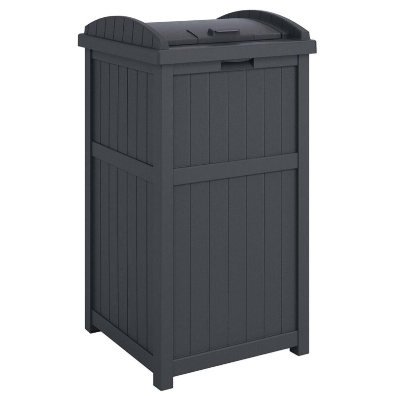 Suncast 22 Gallon Outdoor Deck Box and 30 Gallon Trash Waste Bin, Cyberspace - Image 8