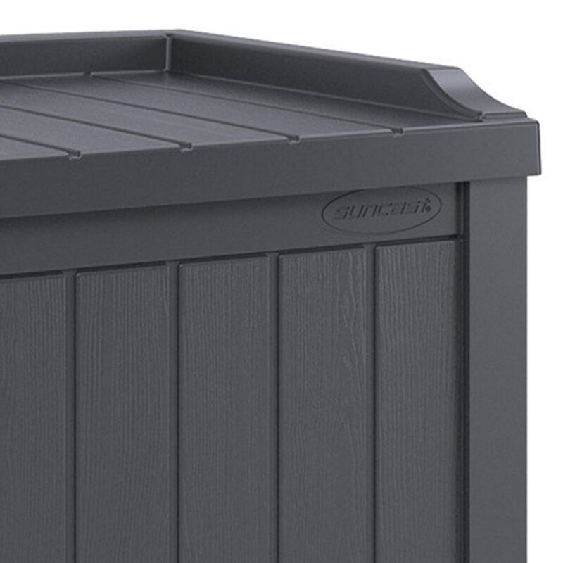 Suncast 22 Gallon Outdoor Deck Box and 30 Gallon Trash Waste Bin, Cyberspace - Image 9