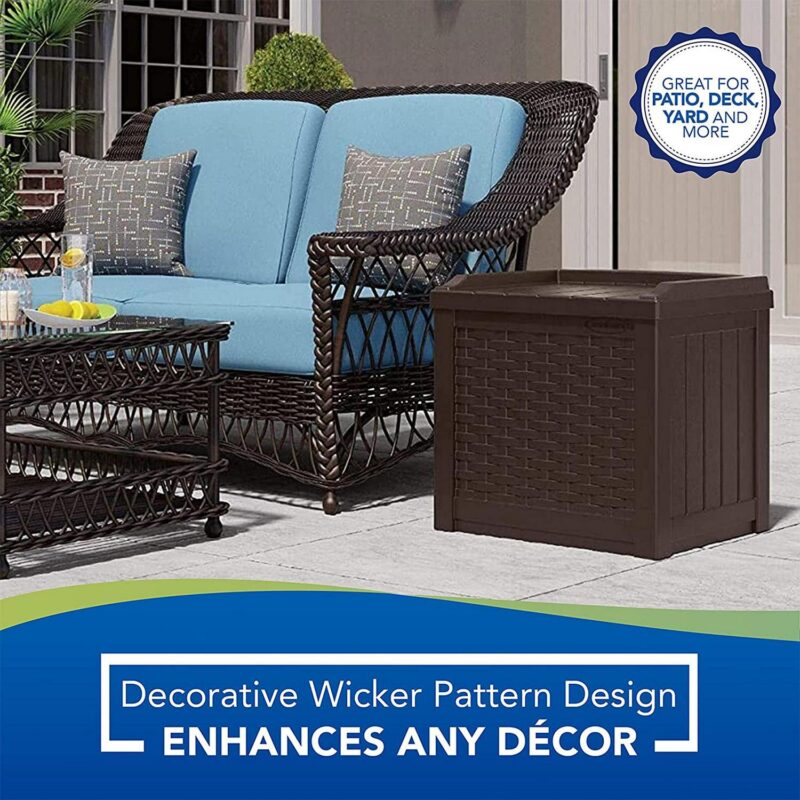 Suncast 22-Gallon Outdoor Small Deck Box with Storage Seat, Java (3 Pack) - Image 9