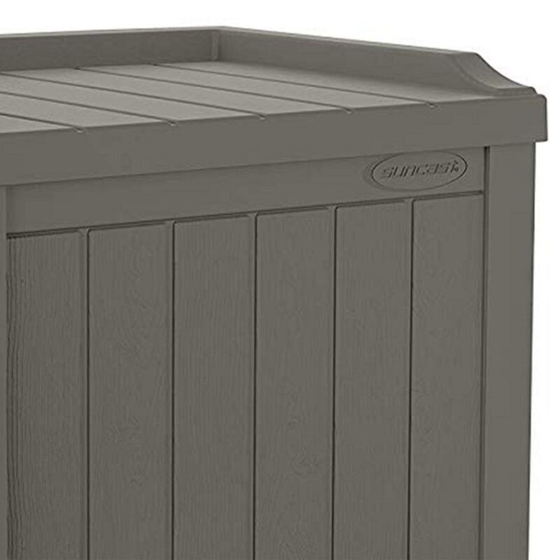 Suncast 22 gal Outdoor Patio Small Deck Box w/Storage Seat, Stone (3 Pack) - Image 3