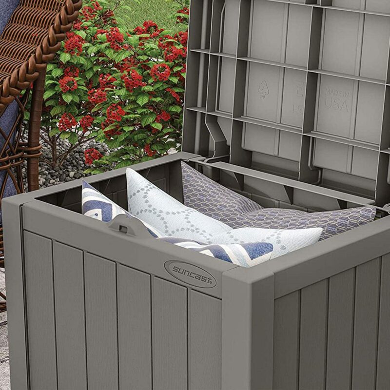 Suncast 22 gal Outdoor Patio Small Deck Box w/Storage Seat, Stone (3 Pack) - Image 7