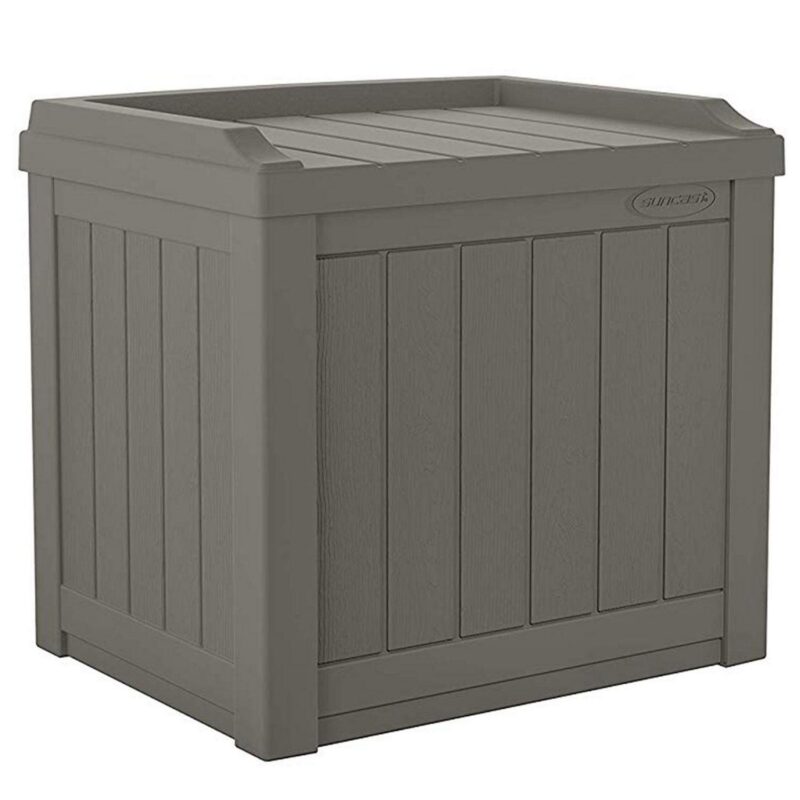 Suncast 22 gal Outdoor Patio Small Deck Box w/Storage Seat, Stone (3 Pack) - Image 2