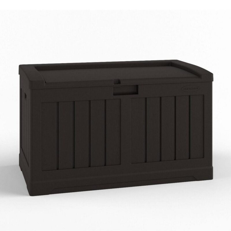 Suncast 50 Gallon Medium Resin Outdoor Storage Deck Box with Seat, Java - Image 8